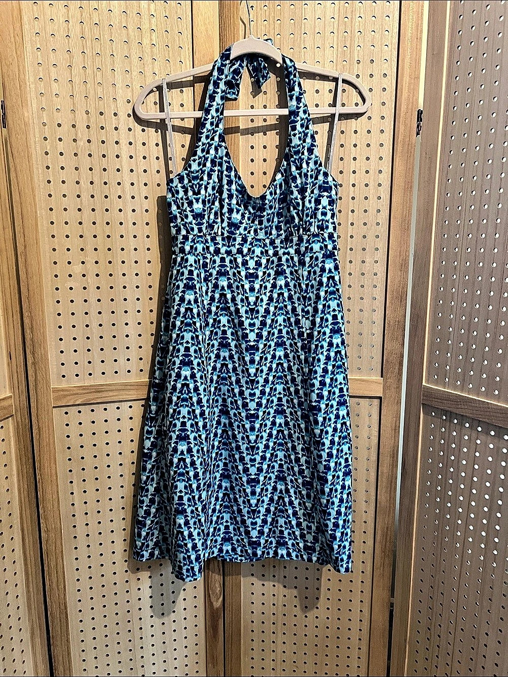 Athleta Go Anywhere Halter Dress in Blue & White Size 10